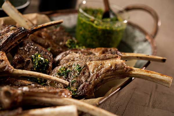 Grilled Lamb Riblets with Chimichurri Sauce