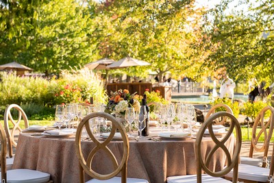 Tables prepared for a harvest dinner