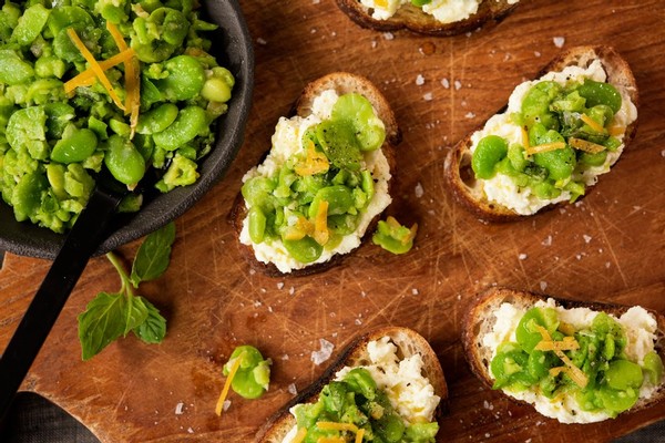 Fresh Fave Bean Bruschetta