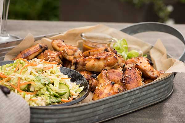 Asian Chicken Wings with Shredded Cabbage Slaw