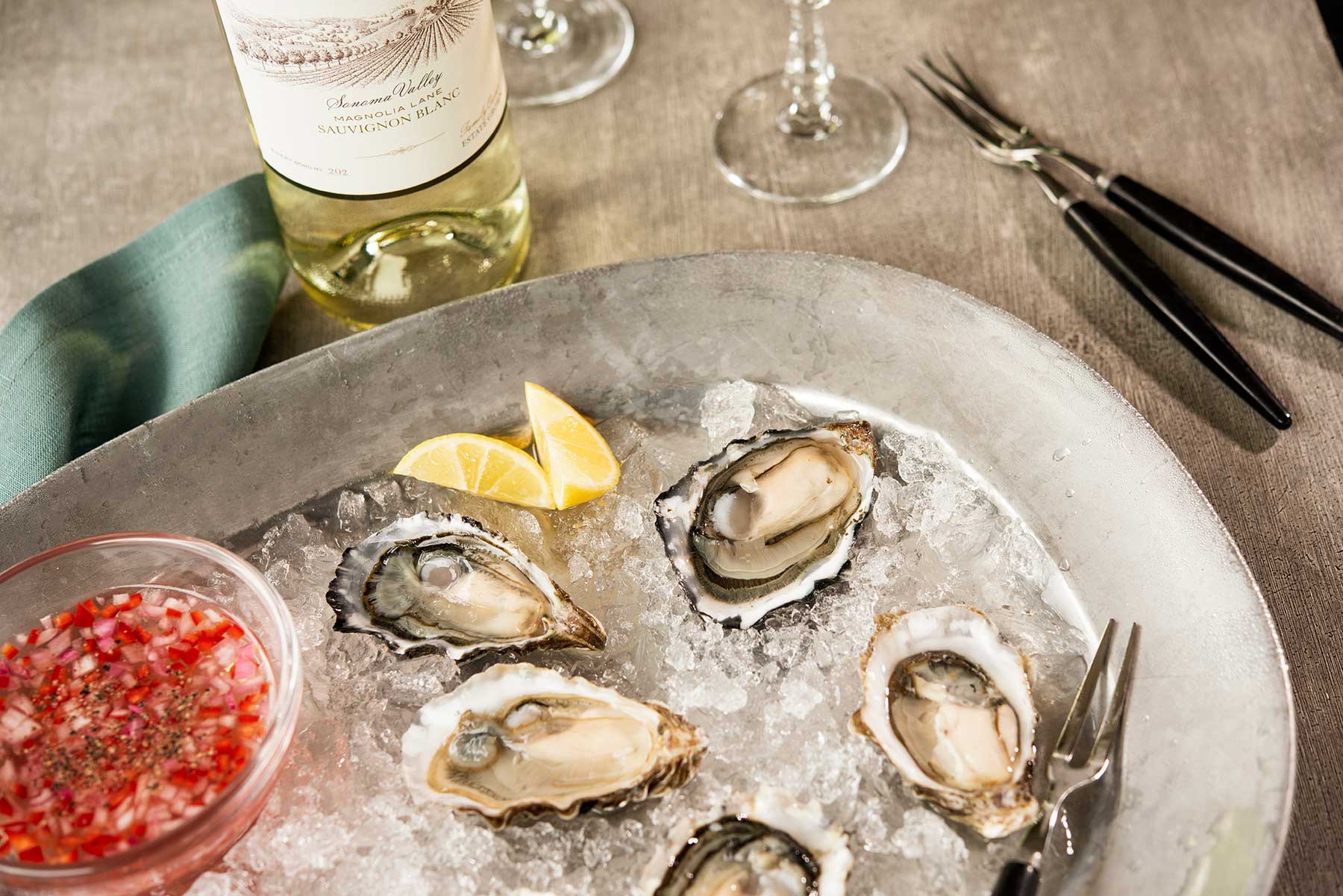 Oysters on the Half Shell with Magnolia Lane Mignonette