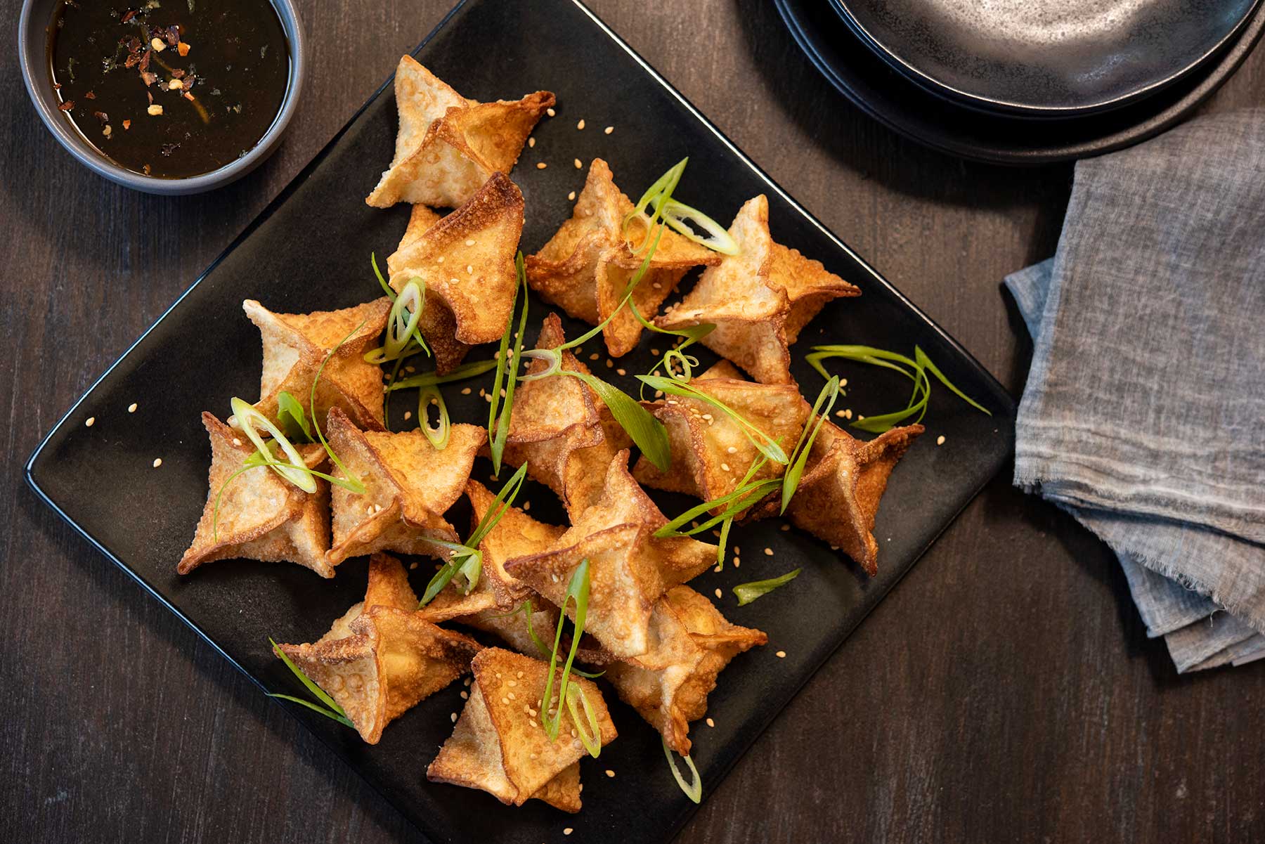 Kunde Crab Wontons with Sesame Soy Dipping Sauce
