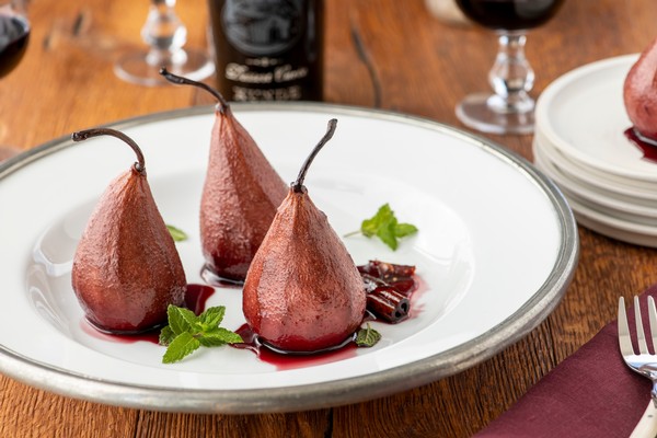 Bake Pears in Zinfandel and Dessert Cuvee Glaze
