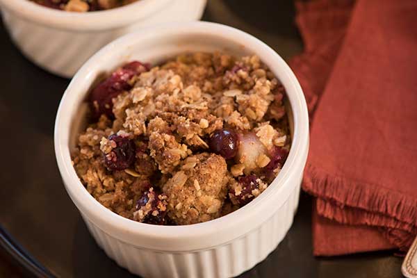 Pear Cranberry Crisps with Pecan Crumble Topping