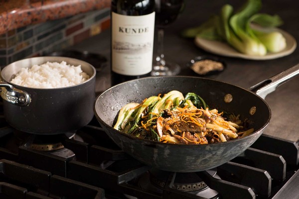 Citrus Bok Choy, Shiitake Mushrooms and Beef Stir-Fry over Rice