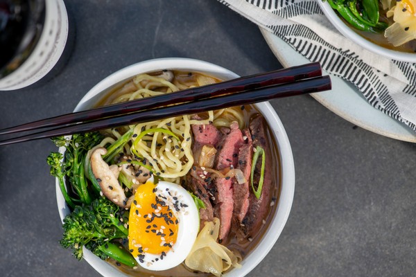 Asian Flank Steak with Ramen Noodles