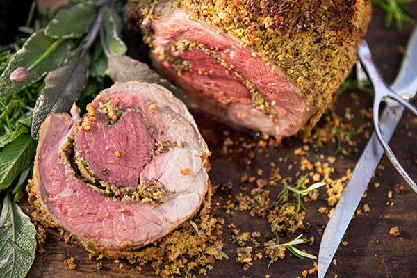 Butterflied Leg of Lamb with Pistachio Dijon Crust