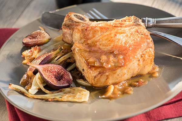 Maple Pork Chop with Caramelized Figs and Fennel