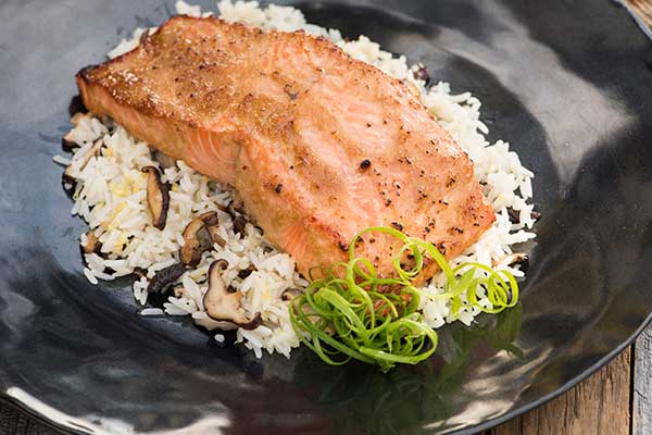 Miso-Glazed Salmon with Shiitake Mushroom Rice