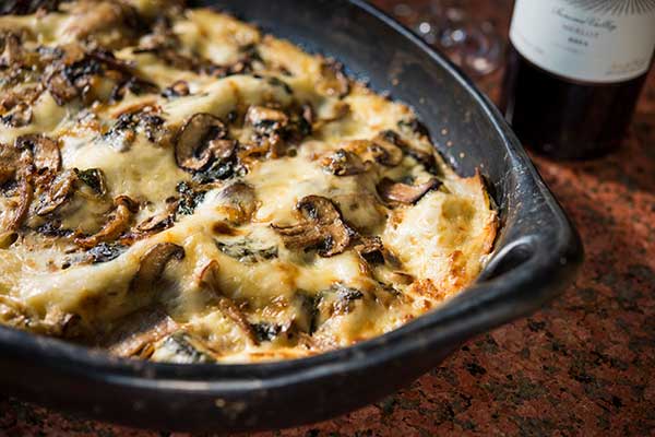 Caramelized Onion Mushroom Lasagna with Bechamel
