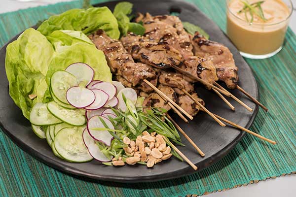 Recipe Image of Pork Satay with Cucumber Lettuce Wraps