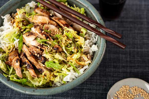 Teriyaki Chicken with Savory Cabbage and Scallions