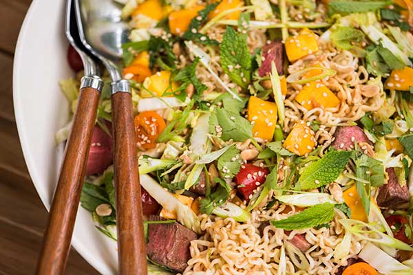 Asian Noodle Salad with Fresh Mango and Beef Filet
