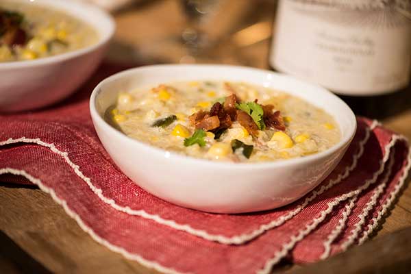 Fresh Corn Chowder with Crispy Bacon