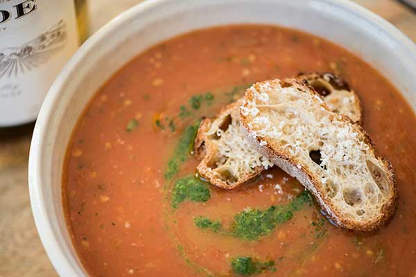 Heirloom Tomato Soup with Parmesan Crostini