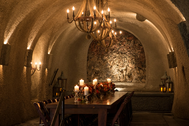 Kunde Wine Aging Caves Venue: Table set for an event.