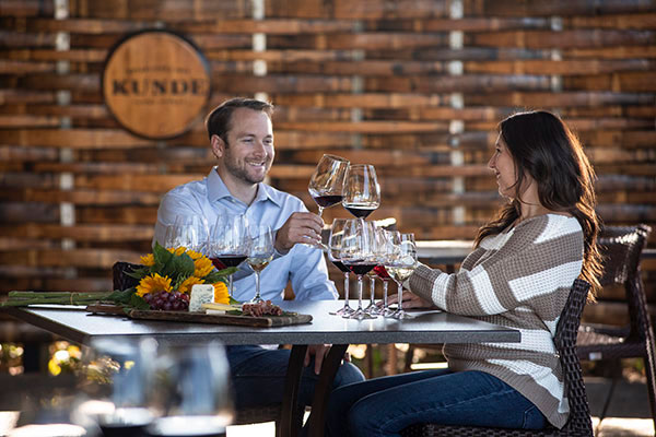 Tasting Sit and Sip: People enjoying Kunde wine.