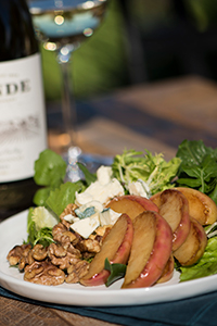 Caramelized Apple Salad with Blue Cheese, Walnuts and Dijon Dressing