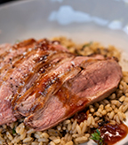 Wild Duck Breast with Chili Glaze and Wild Rice
