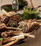 Grilled Lamb Chops with Pistachio Herb Sauce
