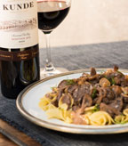 Red Wine Infused Beef Stroganoff with Mushroom Medley