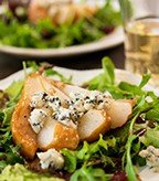 Roasted Pear and Blue Cheese Harvest Salad with Balsamic Vinaigrette