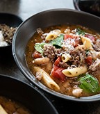 Penne and White Bean Soup with Italian Sausage and Fresh Spinach