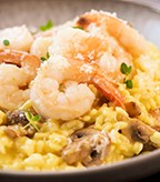 Mushroom Risotto with Prawns and Saffron