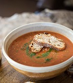 Heirloom Tomato Soup with Parmesan Crostini