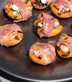 Grilled Apricots Stuffed with Blue Cheese, Marcona Almonds and Wrapped in Parma Ham