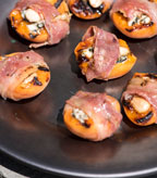 Grilled Apricots Stuffed with Blue Cheese, Marcona Almonds and Wrapped in Parma Ham