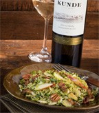 Roasted Brussel Sprout Salad with Apples, Bacon and Toasted Pecans
