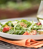 Grilled Peach and Arugula Salad with Feta and Spicy Seed Brittle