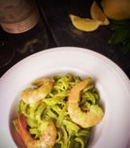 Shrimp and Lemon Pesto Fettuccine